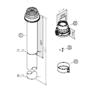 Bosch zvislý odťah spalín 60/100 (1 365 mm) červený